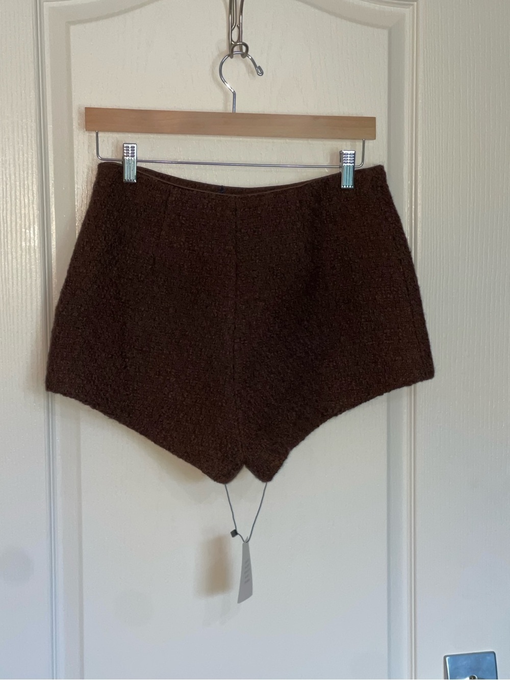 NEW MAJORELLE Riah Hot Shorts Chocolate Brown High-Rise Tweed Mini Shorts Medium - Picture 8 of 11